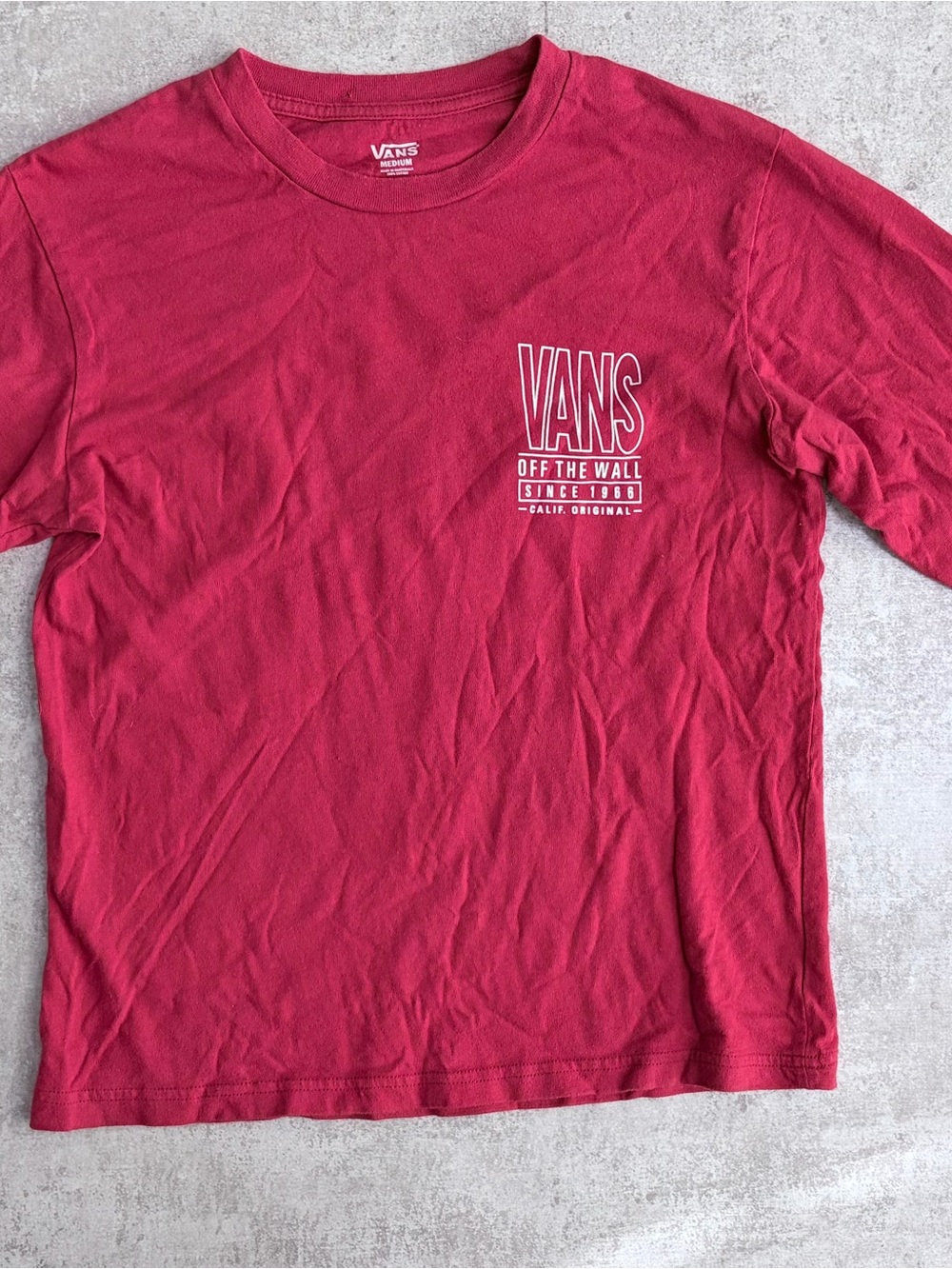 Vans Men's Medium Off The Wall Long Sleeve Graphic T-Shirt Red